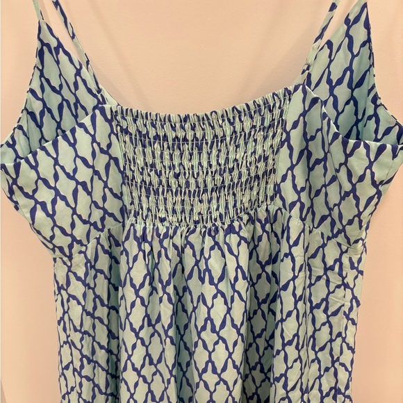 Vineyard Vines Lattice Print Tie Front Maxi Dress Crystal Blue Size 10 - Picture 6 of 13